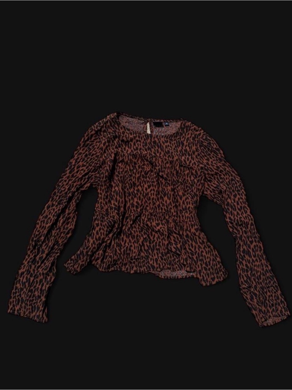 GAP Long-Sleeve Leopard Print Blouse in Brown and Black